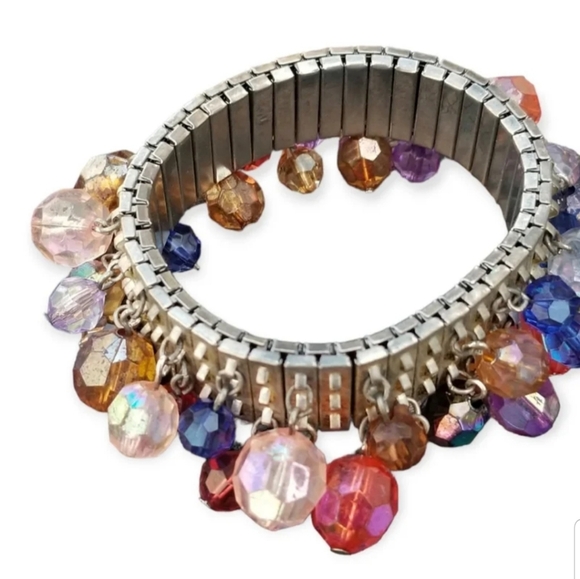 1950S CHA CHA COLORFUL BEAD CHARMED EXPANSION BRACELET - Picture 5 of 5